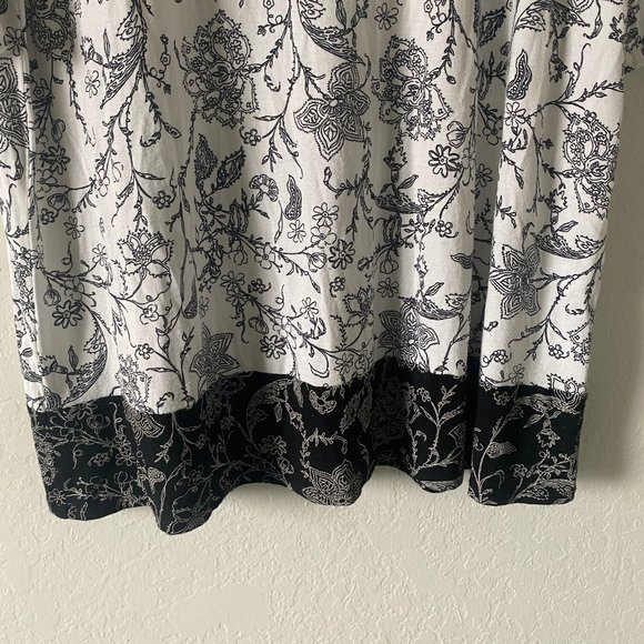 J Jill Womens Blouse Shirt Floral Spring White Size L Scoop Neck Color Block - Picture 3 of 10